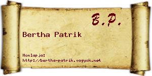 Bertha Patrik névjegykártya